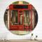 Designart - Red Facade of Charming Shop In Paris I - French Country Metal Circle Wall Art